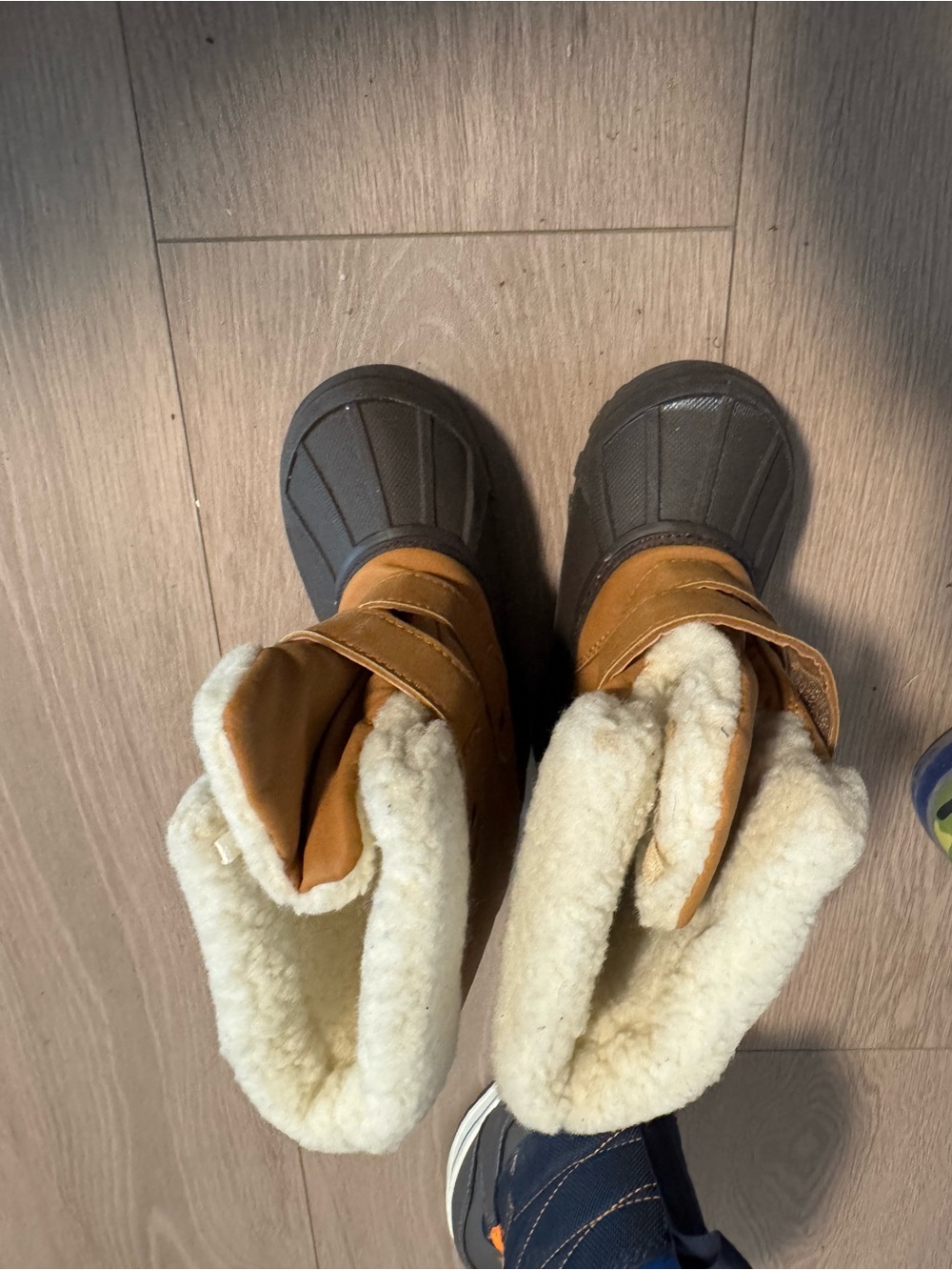 Kids Tan & Brown Winter Snow Boots with Fleece Lining